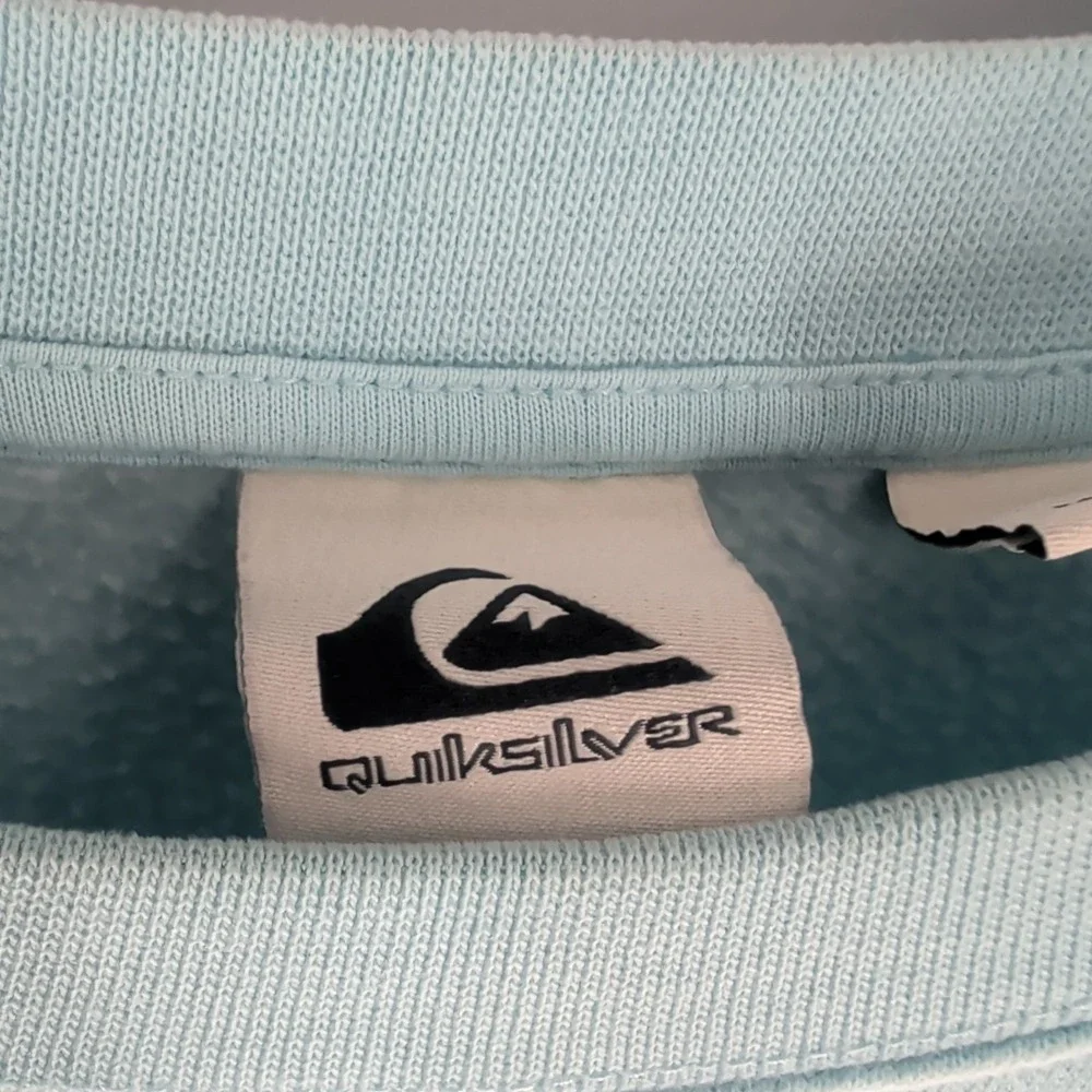 Quick‎ Silver Graphic Logo Crew Neck Classic Pullover Sweatshirt Sky Blue Size M